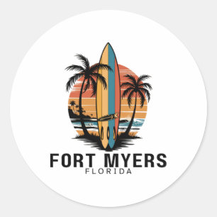Fort Myers Beach Florida Surfen Surfer _1 Runder Aufkleber