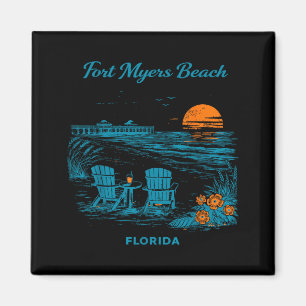 Fort Myers Beach Florida Vintage Reise Szene Magnet