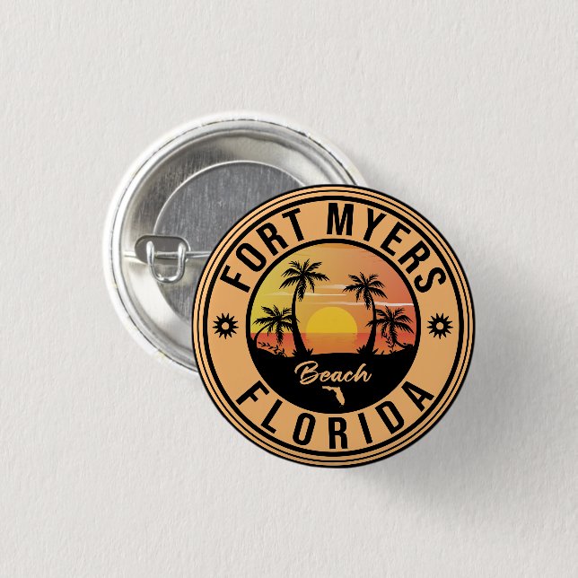 Fort Myers Beach Retro - Florida Retro Souvenir Button (Vorne & Hinten)
