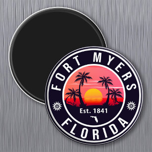 Fort Myers Beach Retro - Florida Retro Souvenir Magnet