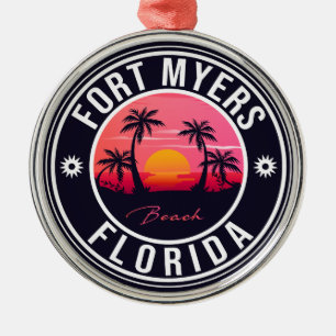 Fort Myers Beach Retro - Florida Souvenirs Ornament Aus Metall