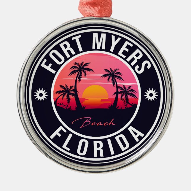 Fort Myers Beach Retro - Florida Souvenirs Ornament Aus Metall (Vorne)