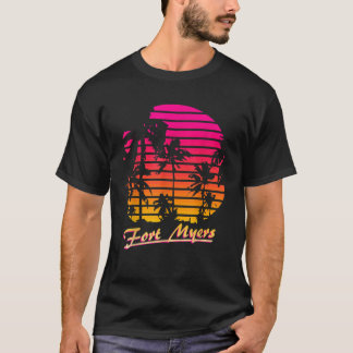 Fort Myers Cool 80er Palm Trees Summer Sunset T-Shirt