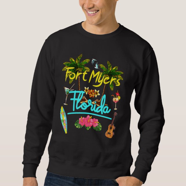 Fort Myers Florida Beach Summer Palm Surf Sun Set Sweatshirt (Vorderseite)