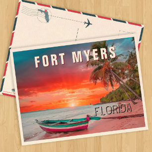 Fort Myers Florida Palmenstrand Vintage 1950er Jah Postkarte
