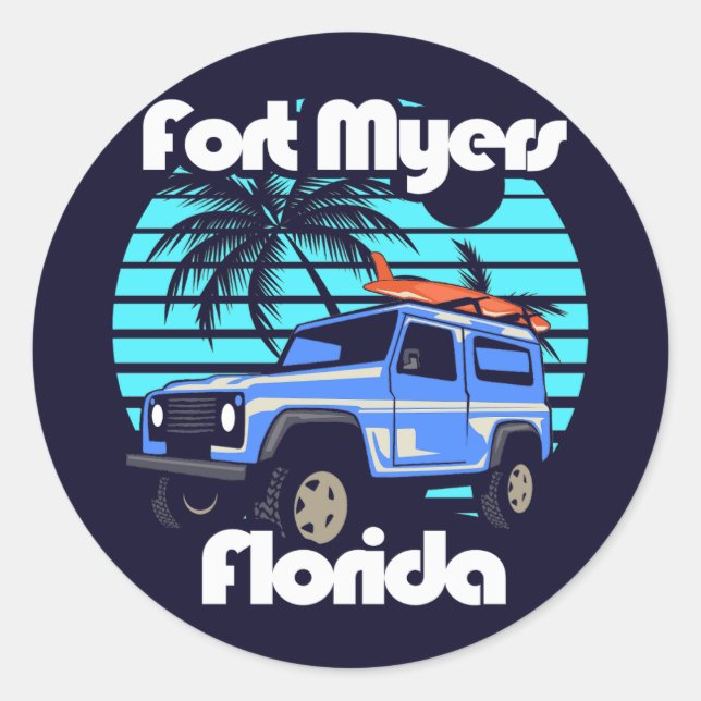 Fort Myers Florida Runder Aufkleber (Vorderseite)