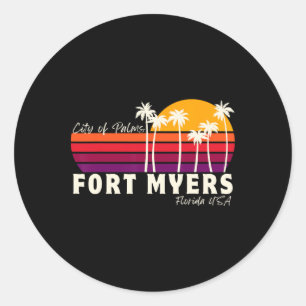 Fort Myers Florida Stadt der Palmen Urlaub Reise S Runder Aufkleber