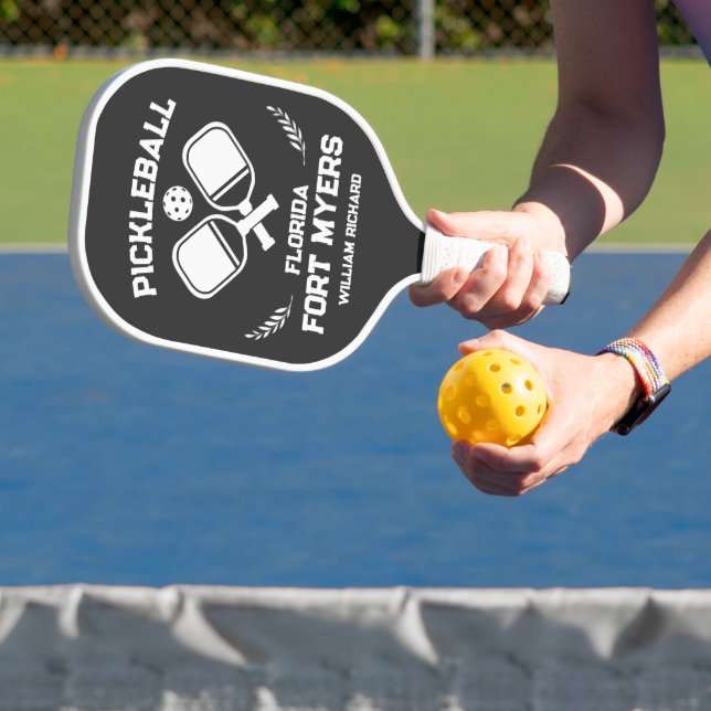 Fort Myers Florida US Black and White Custom Pickleball Schläger (InSitu)