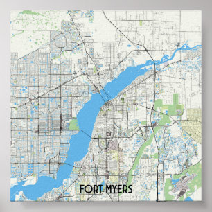 Fort Myers Florida USA Map Poster