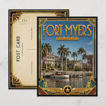 Fort Myers Florida Vintage Art Deco Goldenes Zeita
