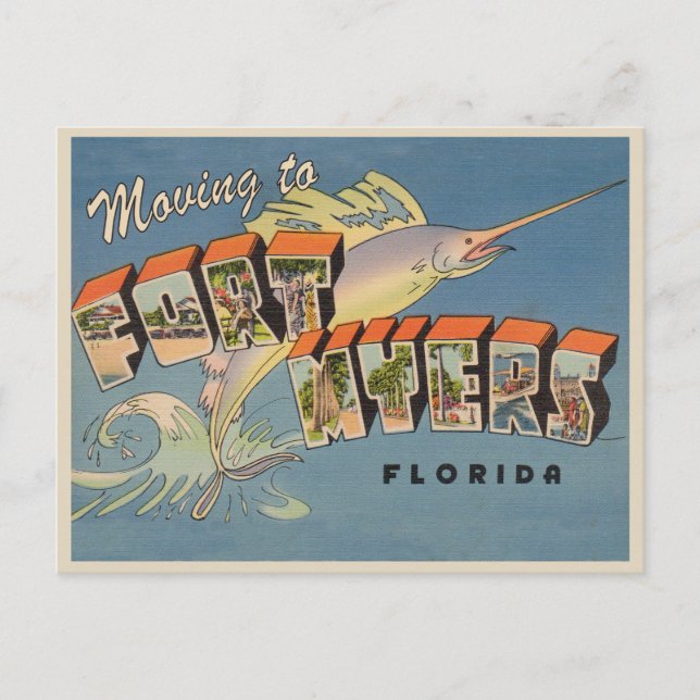 Fort Myers Florida - Vintager Adresswechsel Postkarte (Vorderseite)