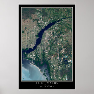 Fort Myers Florida von Space Satellite Map Poster