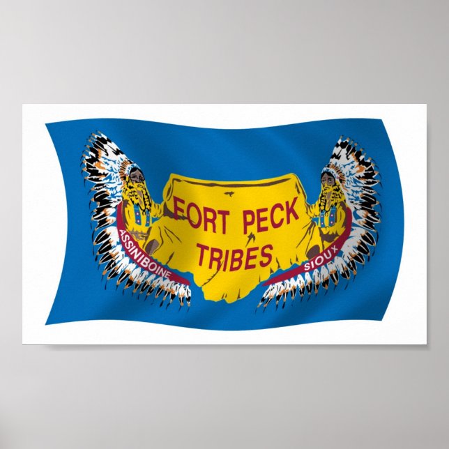 Fort Peck Assiniboine Flag Poster Print (Vorne)