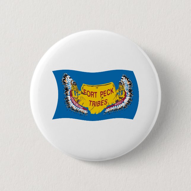 Fort Peck Assiniboine Flagge Button (Vorderseite)
