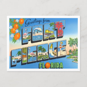 Fort Pierce, Florida Vintage Große Buchstaben Post Postkarte