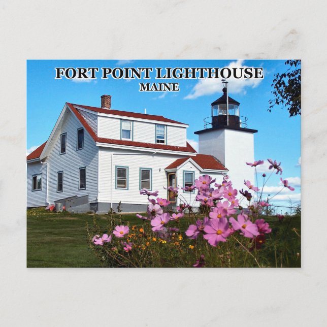 Fort Point Lighthouse, Maine Postcard Postkarte (Vorderseite)