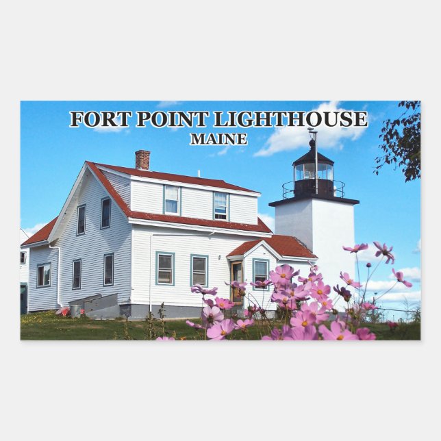 Fort Point Lighthouse, Maine Rechteckiger Aufkleber (Vorderseite)