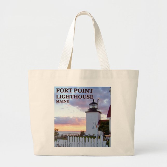 Fort Point Lighthouse, Maine Tote Bag Jumbo Stoffbeutel (Vorne)