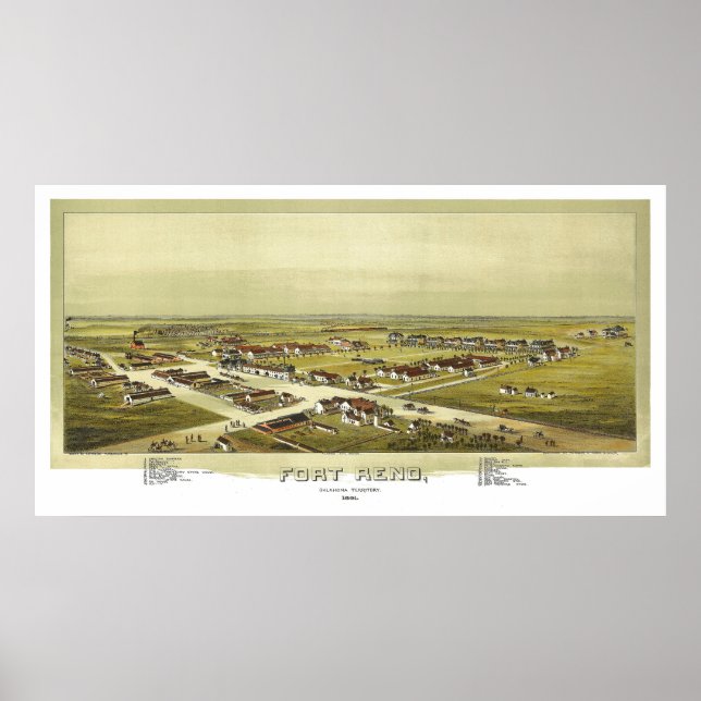 Fort Reno Oklahoma-Territorium 1891 Lithografie Poster (Vorne)