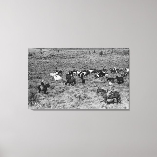 Fort Rock, Oregon Cowboy im Teufelsgarten Leinwanddruck (Vorderseite)