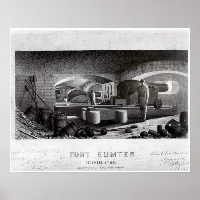 Fort Sumter, Innenansicht von drei Gun Battery Poster (Vorne)