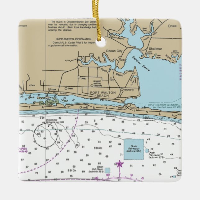Fort Walton Beach Chart Keramikornament (Vorderseite)