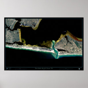 Fort Walton Beach & Destin, Florida Satellitenpost Poster