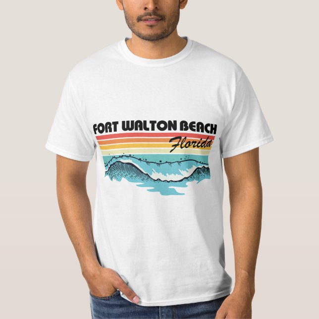 Fort Walton Beach Family Vacation Retro Waves T-Shirt (Vorderseite)