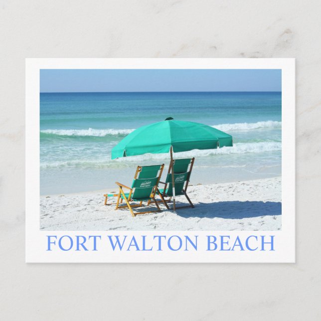 FORT WALTON BEACH, FL - Grüne Liegestühle Postkarte (Vorderseite)