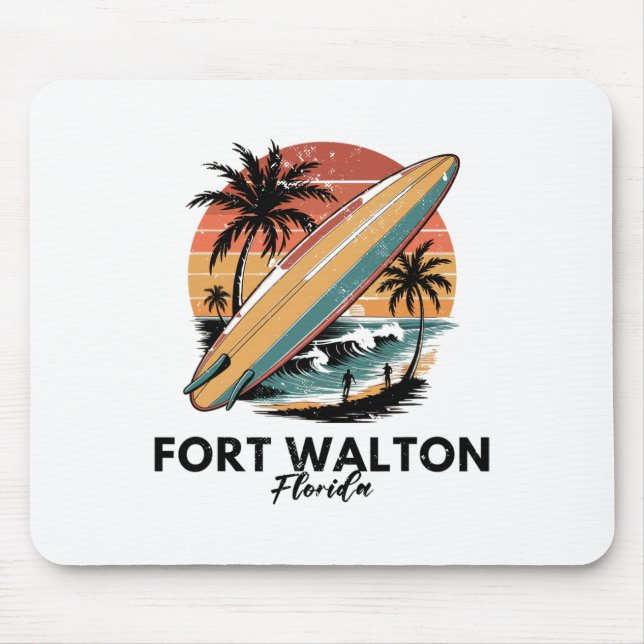 Fort Walton Beach Florida Surfbrett Strand  Mousepad (Vorne)