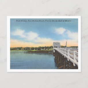 Fort Walton Beach, Florida Vintage Zugbrücke Postkarte