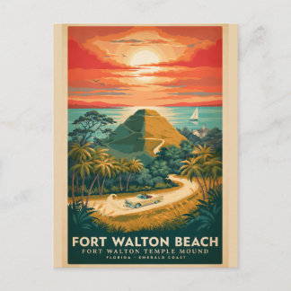 Fort Walton Beach Temple Mound Vintage Poster Postkarte