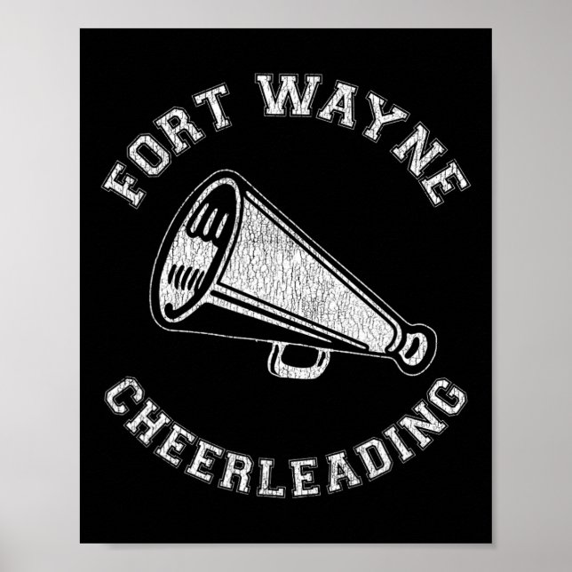 Fort Wayne Cheer Distressed Retro 90er Cheerleader Poster (Vorne)