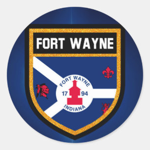 Fort Wayne Flag Runder Aufkleber