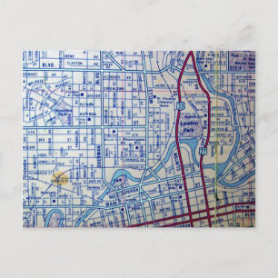 FORT WAYNE, IN Vintage Landkarte Postkarte