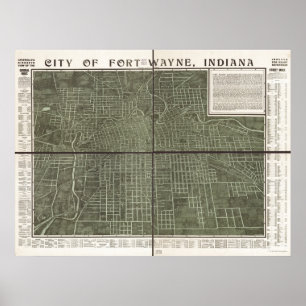Fort Wayne Indiana 1907 antike panoramische Karte Poster