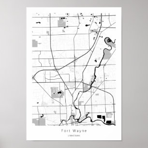 Fort Wayne Indiana Modern Minimal einfache Karte Poster