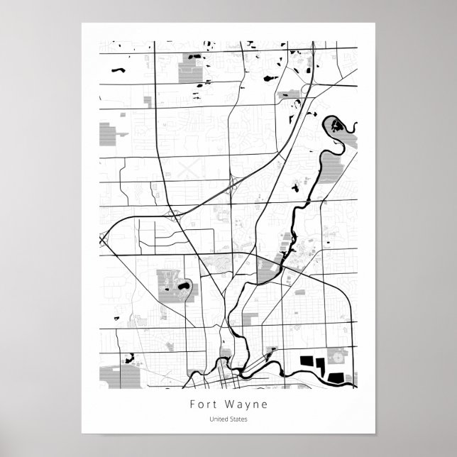 Fort Wayne Indiana Modern Minimal einfache Karte Poster (Vorne)