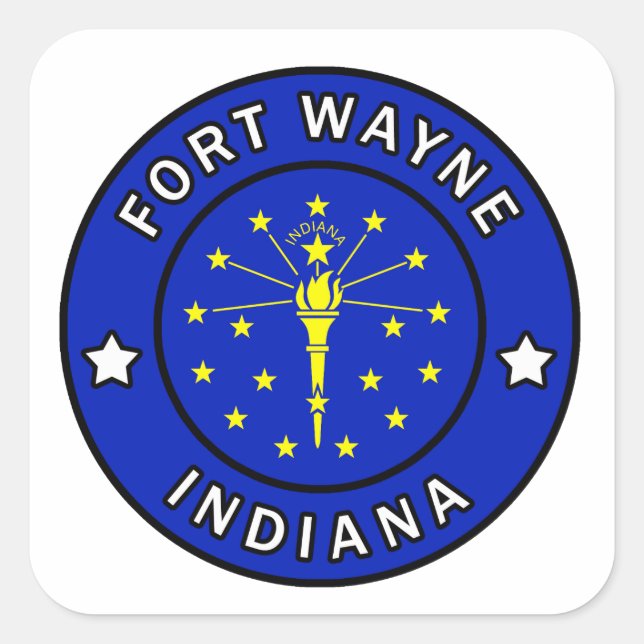 Fort Wayne Indiana Quadratischer Aufkleber (Vorderseite)