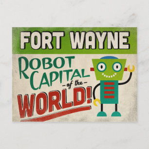 Fort Wayne Indiana Roboter - Lustige Vintage Postkarte