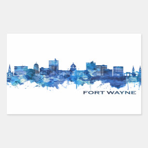 Fort Wayne Indiana Skyline Blue Rechteckiger Aufkleber