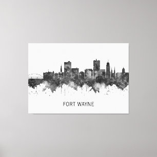 Fort Wayne Indiana Skyline BW Leinwanddruck