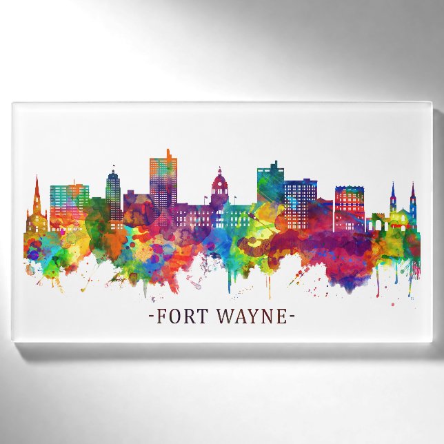 Fort Wayne Indiana Skyline Namenschild (Vorderseite)