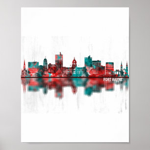 Fort Wayne Indiana Skyline Poster