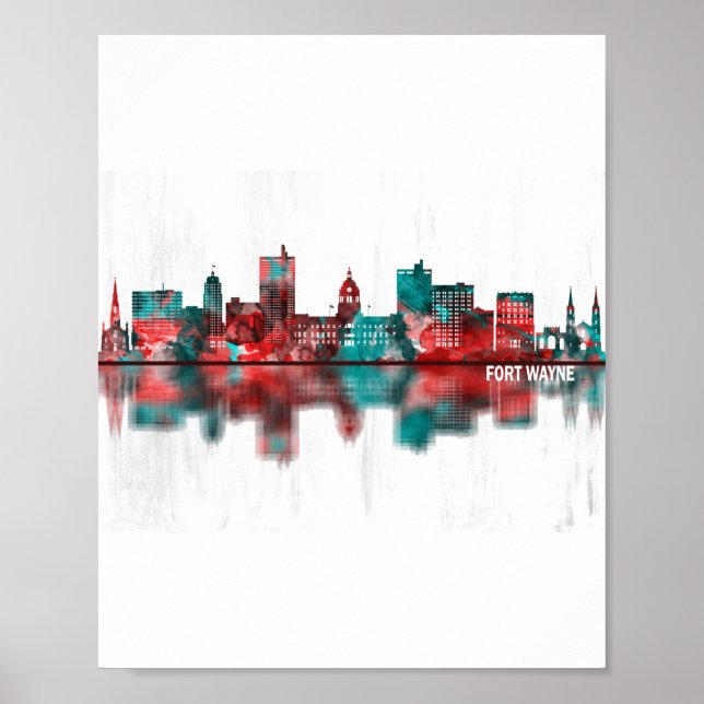 Fort Wayne Indiana Skyline Poster (Vorne)