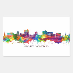 Fort Wayne Indiana Skyline Rechteckiger Aufkleber