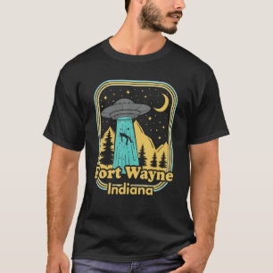 Fort Wayne Indiana Ufo Alien Jäger 80er Staatsstol T-Shirt