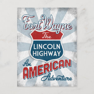 Fort Wayne Lincoln Highway Vintag America Indiana Postkarte