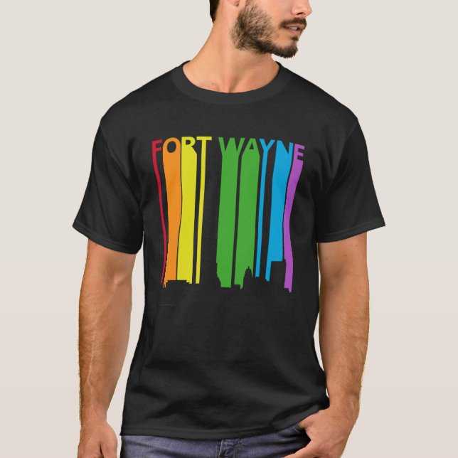 Fort Wayne Skyline LGBT Pride T-Shirt (Vorderseite)
