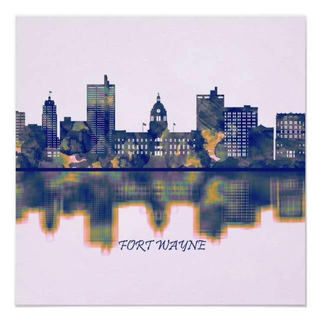 Fort Wayne Skyline Poster (Vorderseite)